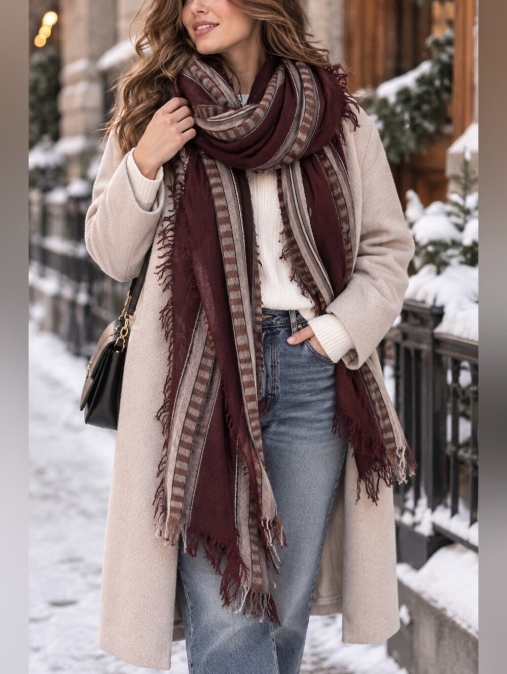 Wilfred Striped Scarf Fringe One Size